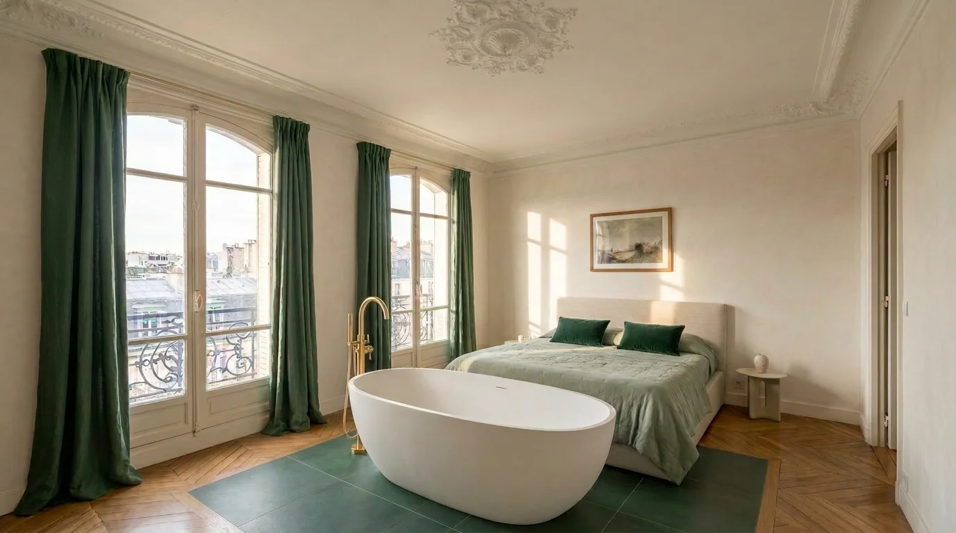 The same room, transformed by Lumiera into a move-in ready bedroom